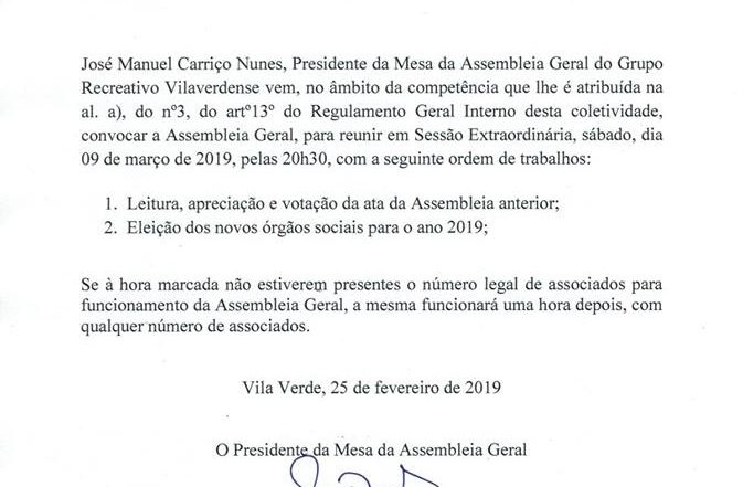 convocatoria 9 março 2019